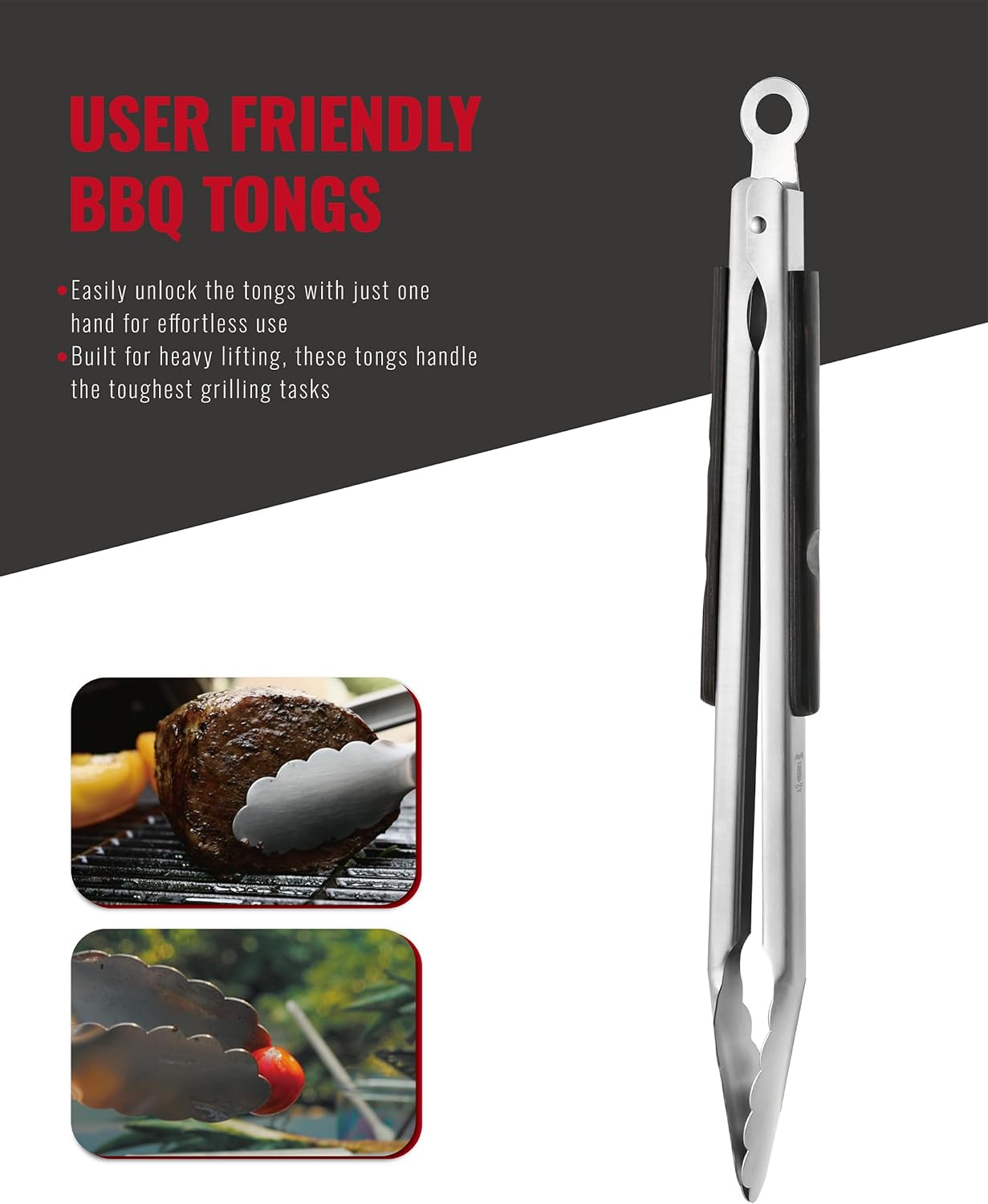 GRILAZ Heavy-Duty Rose Wooden BBQ Grilling Tools Set. Extra Thick Stainless Steel Multi-Function Spatula, Fork & Tongs | Essential Accessories for Barbecue & Grill. Ideal Gift for Father…