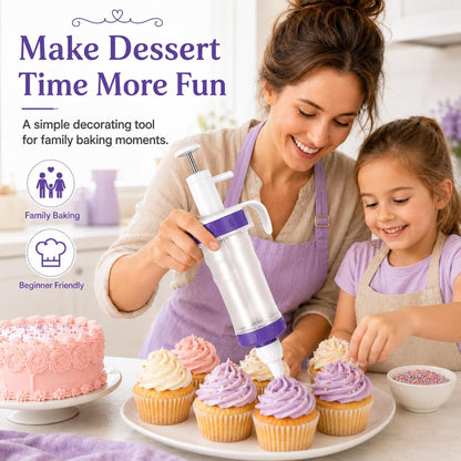 Frosting Piping Kit with Syringe Dispenser, 7 Nozzles, 3 Cake Scrapers