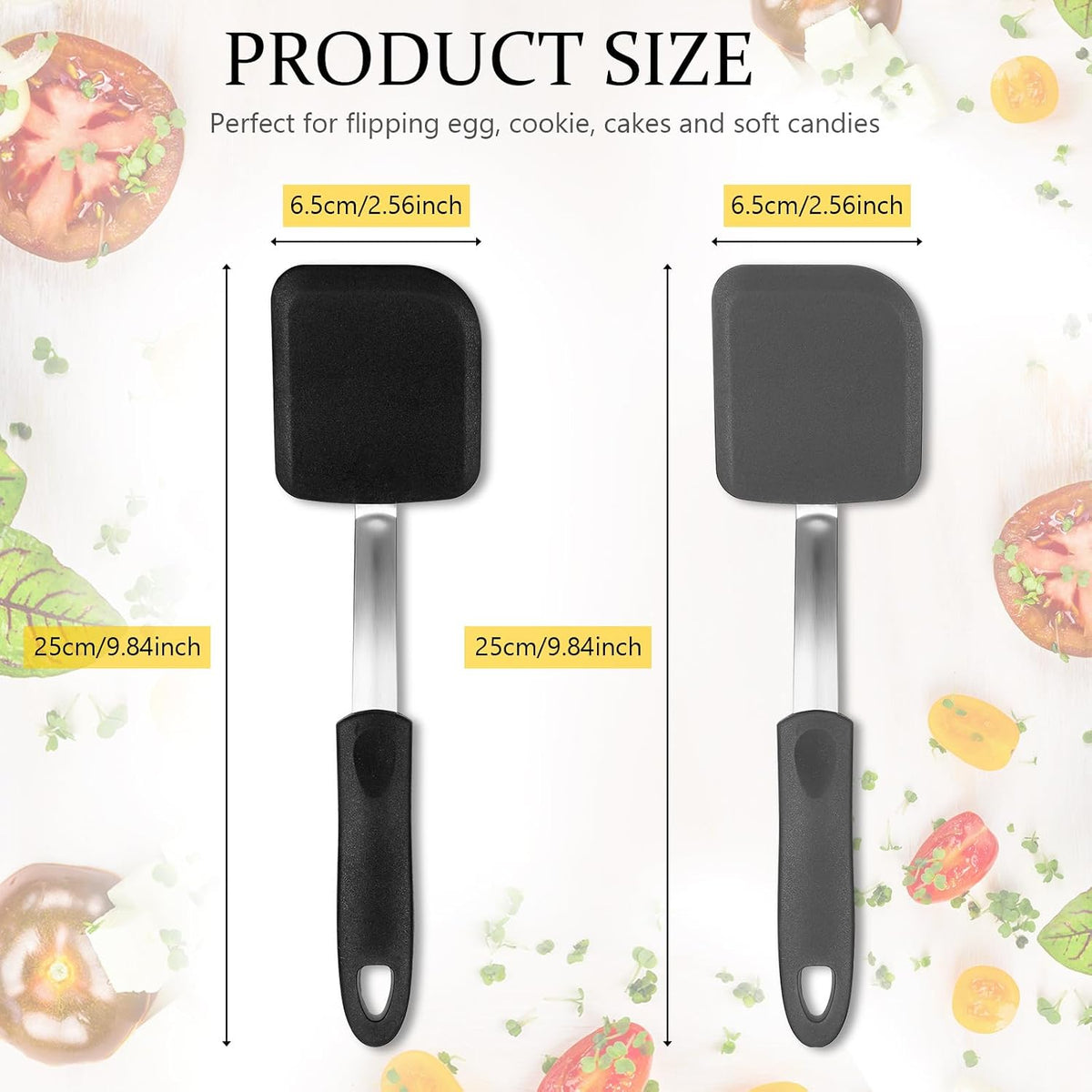 2Pcs Mini Silicone Cookie Brownie Spatula, Solid Flat, Khaki