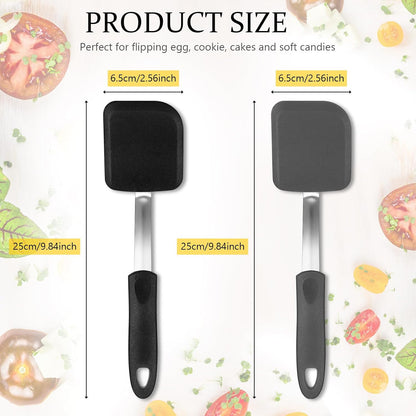 2Pcs Mini Silicone Cookie Brownie Spatula, Solid Flat, Khaki