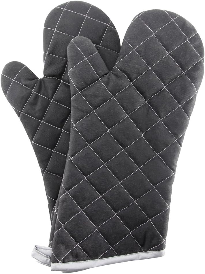 ARCLIBER Grey 13" Quilted Oven Mitts 1 Pair Flame Heat Resistant