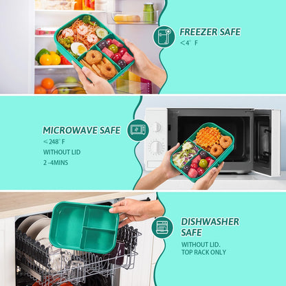 MISS BIG® Bento Box,Bento Box Adult,Lunch Box,Leak Proof Lunch Containers,No BPAs and No Chemical Dyes Bento Lunch Box,Dishwasher and Microwave Safe Lunch Containers for Adults(1900ml Gray)
