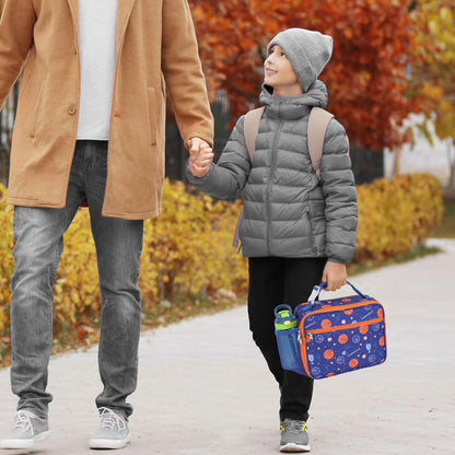 Bagseri Kids Lunch Bag Boys - Thermal Insulated Lunch Box Tote with Water Bottle Holder, Reusable Leak-Proof Kids Lunch Box for Daycare & School, Black Dinosaur (Containers Not Included)