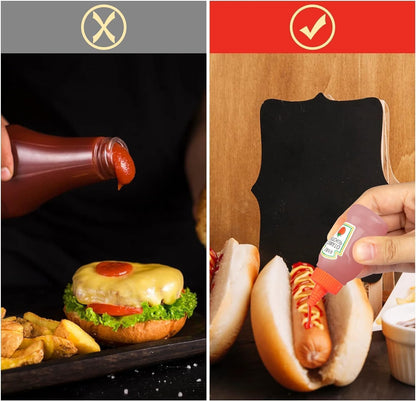 4Pcs 25ml Mini Ketchup Bottles for Bento Box Accessories,Mini Condiment Squeeze Bottles Portable Honey Sauce Salad Dressing Dispensers Jars Containers for Kids Adults Lunch Box