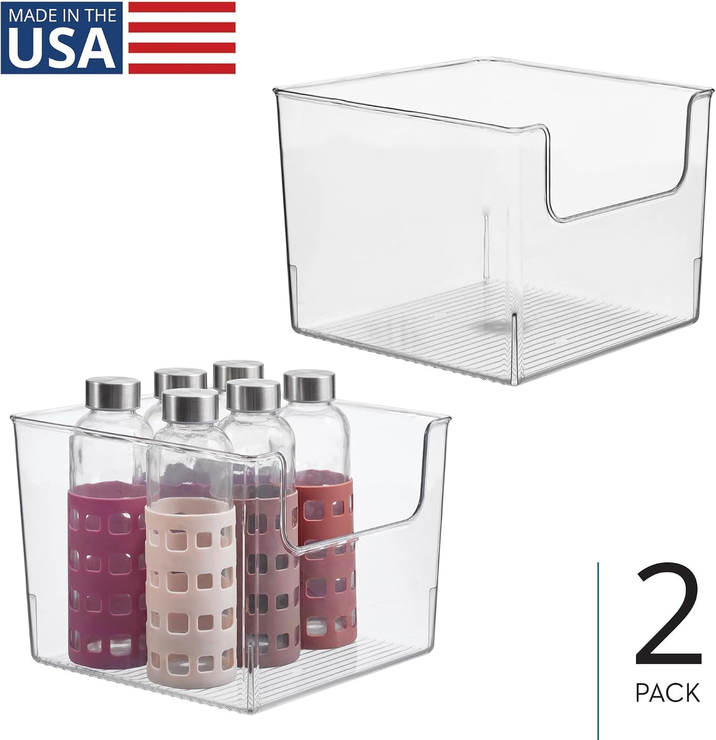 iDesign Open-Front Storage Bin, Clear | Kitchen, Pantry, Bathroom, Home Office, Made in USA