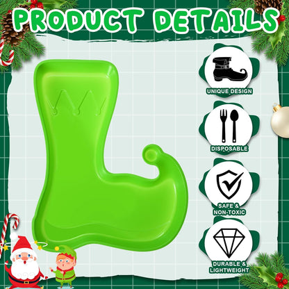 Uiifan 24 Pcs Cowboy Boot Serving Trays, Western Party Decorations Disposable Western Party Supplies Plastic Cowgirl Boot Plates for Snacks(Brown)