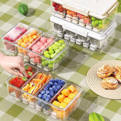 3Pack Ice Chilled Condiment Caddy with 4 Removable Containers Taco Ingredient Server with Lid Cooled Garnish Caddy Tray for Taco Mimosa Bar Sauce Fruits&Veggies White