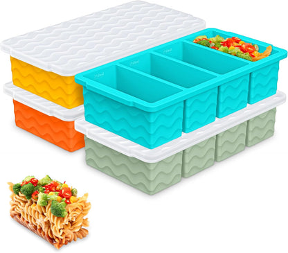 Doasuwish Silicone Freezer Molds for Soup with Lid – 1-Cup Soup Container Style Ice Cube Trays for Freezer, Meal Prep & Food Storage, Freeze 250mL/125mL Portions – 2 Pack