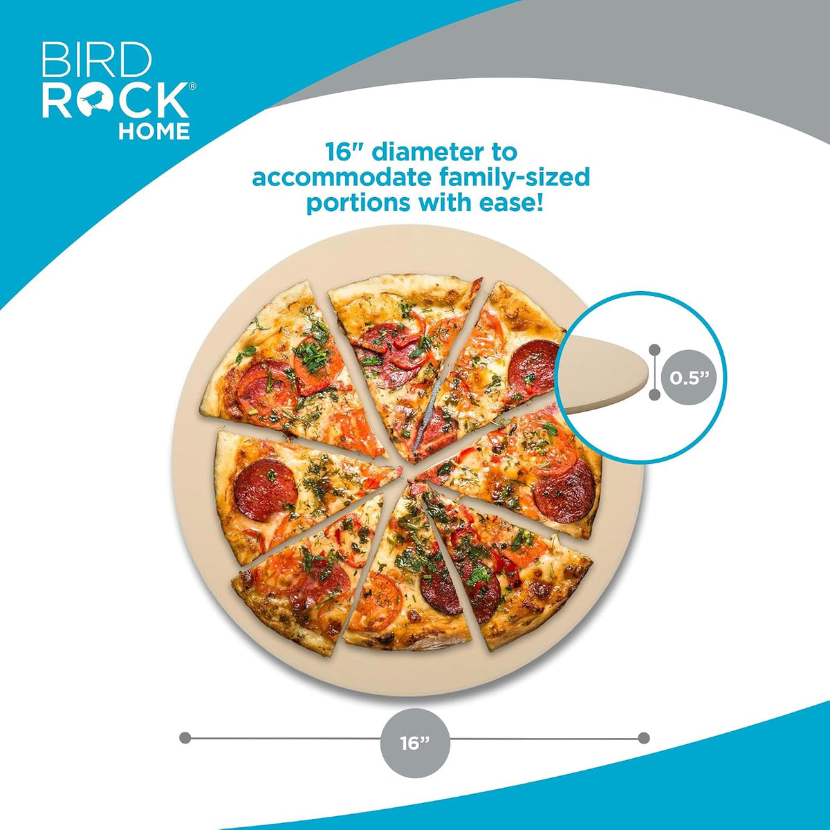 BIRDROCK HOME Pizza Stone for Oven and Grill, 16”