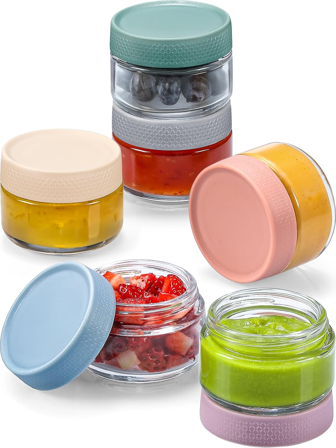 NETANY 6-pack 8oz Glass jars with Airtight Lids, Overnight Oats Containers with Lids, Wide mouth Mason Salad jars, Glass Food Storage Containers for Snacks Yogurt Spice Sugar