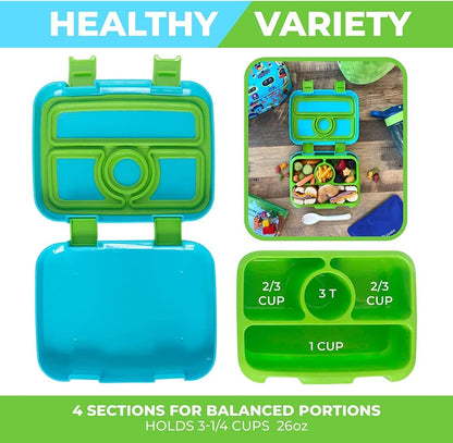 Bento Box with Stainless Steel Thermo, Insulated Lunch Bag, Ice Pack Set for Kids - 5 Compartments, Lunches or Snack Container for Girls, Toddlers Daycare Pre-School, Kindergarten Purple Unicorn