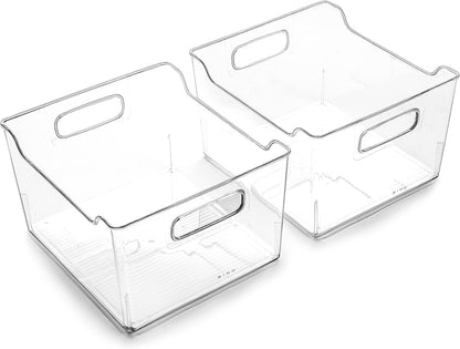 BINO | Clear Storage Organizer | THE LODGE COLLECTION | Containers for Organizing with Handles| Pantry & Kitchen Organization | Fridge Organizer | Bathroom Organizer | Storage Bins For Shelves Cabinet