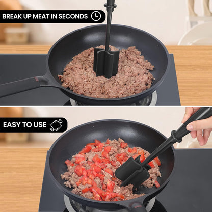 CUNSENR Meat Chopper, Ground Beef Masher, Hamburger Smasher Tool, Black