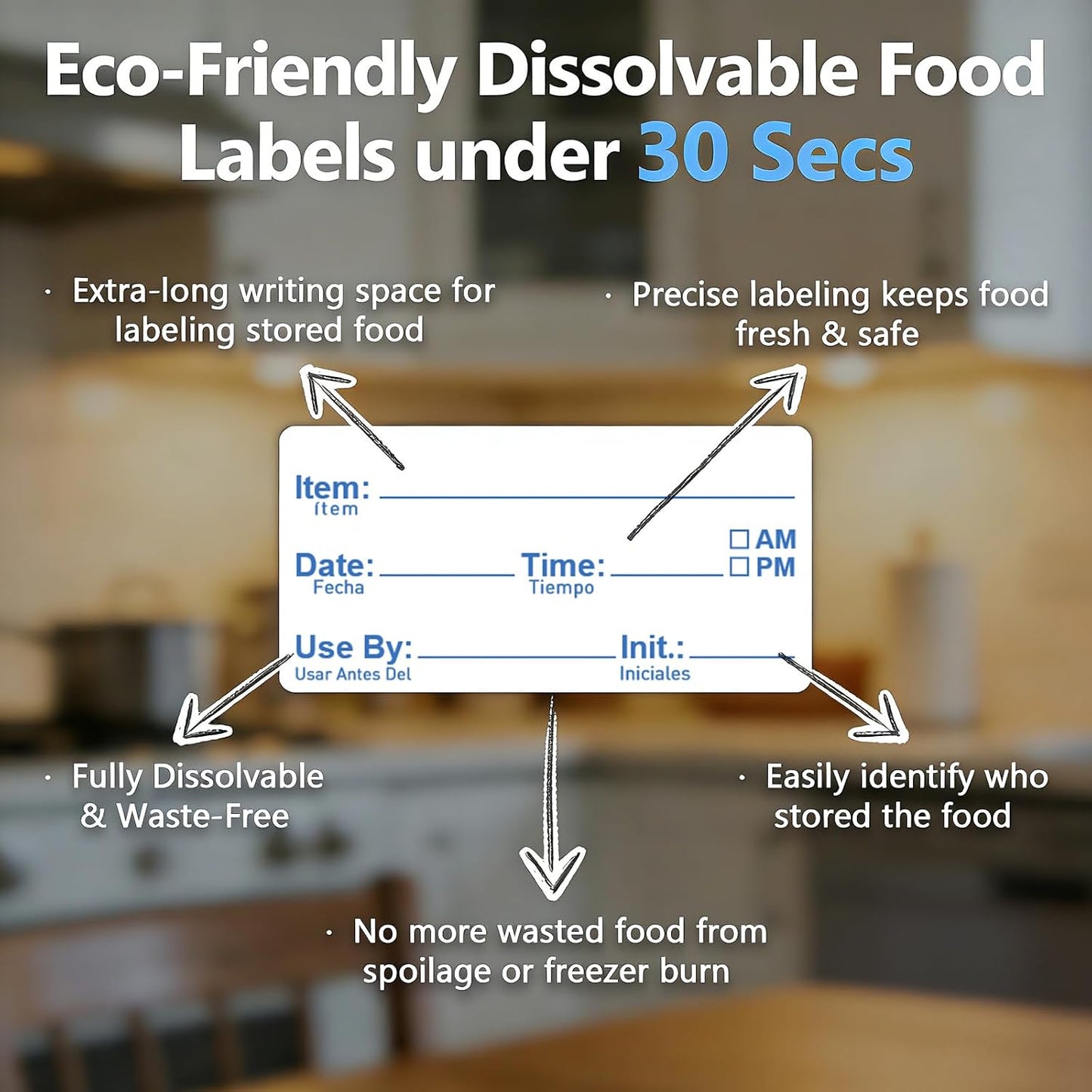 1000 Pcs Removable Freezer Labels for Food Containers 1 x 3, Risepekt Waterproof Food Storage Labels for Containers, Oil Resistant No-Residue Easy Clean for Kitchen Restaurants Grocery Stores Markets