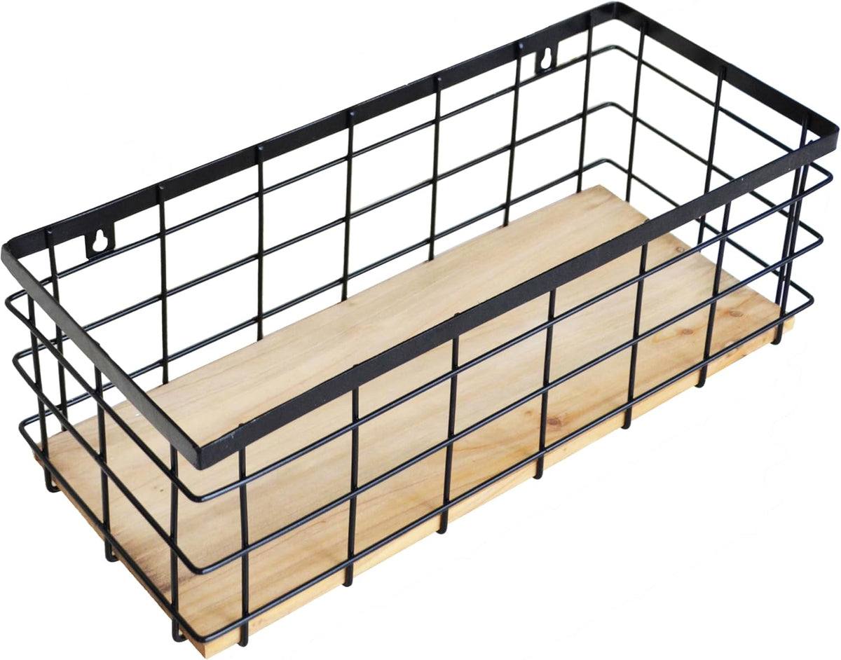 ShabbyDecor Metal Wire Basket with Handles Storage Organizer Stackable Organizing bin for Cabinet Shelf Countertop Under Sink Pantry for Kitchen,Bathroom,Laundry Closet, 1 Pack