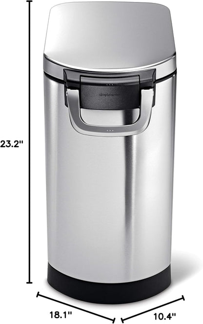 simplehuman 25 Liter, 27 lb / 12.2 kg Medium Pet Food Storage Container for Dog Food, Cat Food, and Bird Feed, Alloy Steel, Matte Black