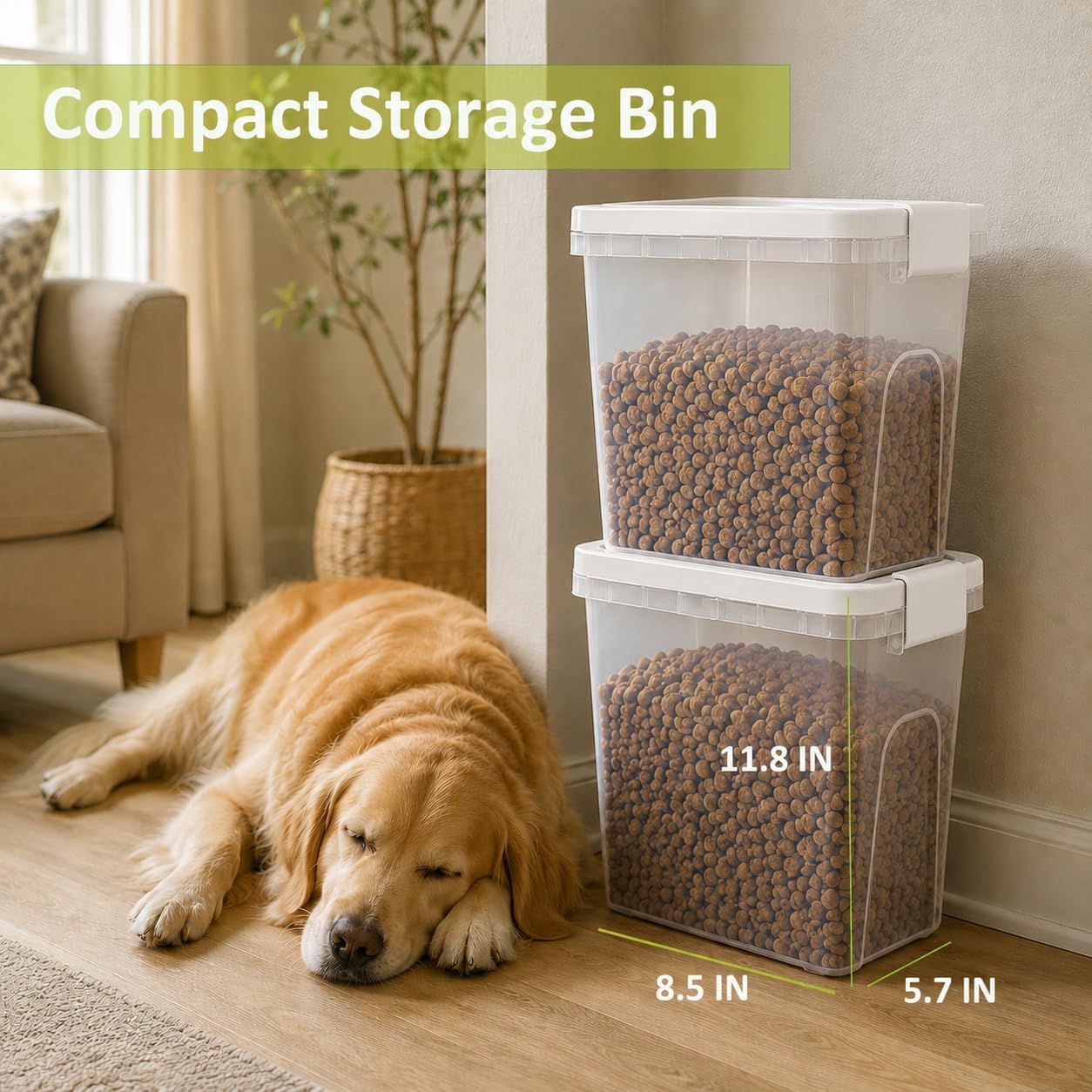 2 Lbs Small Cat Dog Food Storage Container for Bird Seed, Pet Food, 2 Pack | 2QT Versatile Dry Food Bin Portable Dispenser with Wide-Mouth Pour Spout for Rice, Flour, Cereal, Storage and Organization