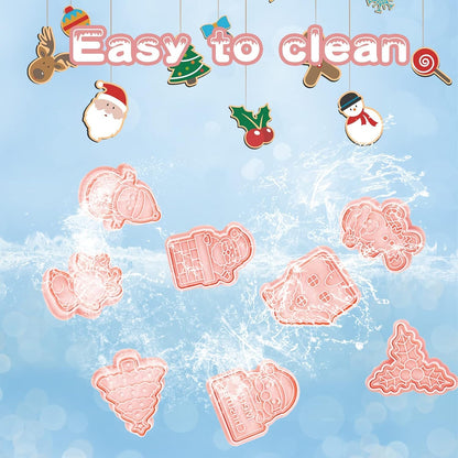 24 Pieces Christmas Cookie Stamps Gingerbread Cookie Cutters Xmas Embossing Santa Claus Elk Snowman Shapes 3D Plastic Cookie Molds for Baking Holiday Party Supplies