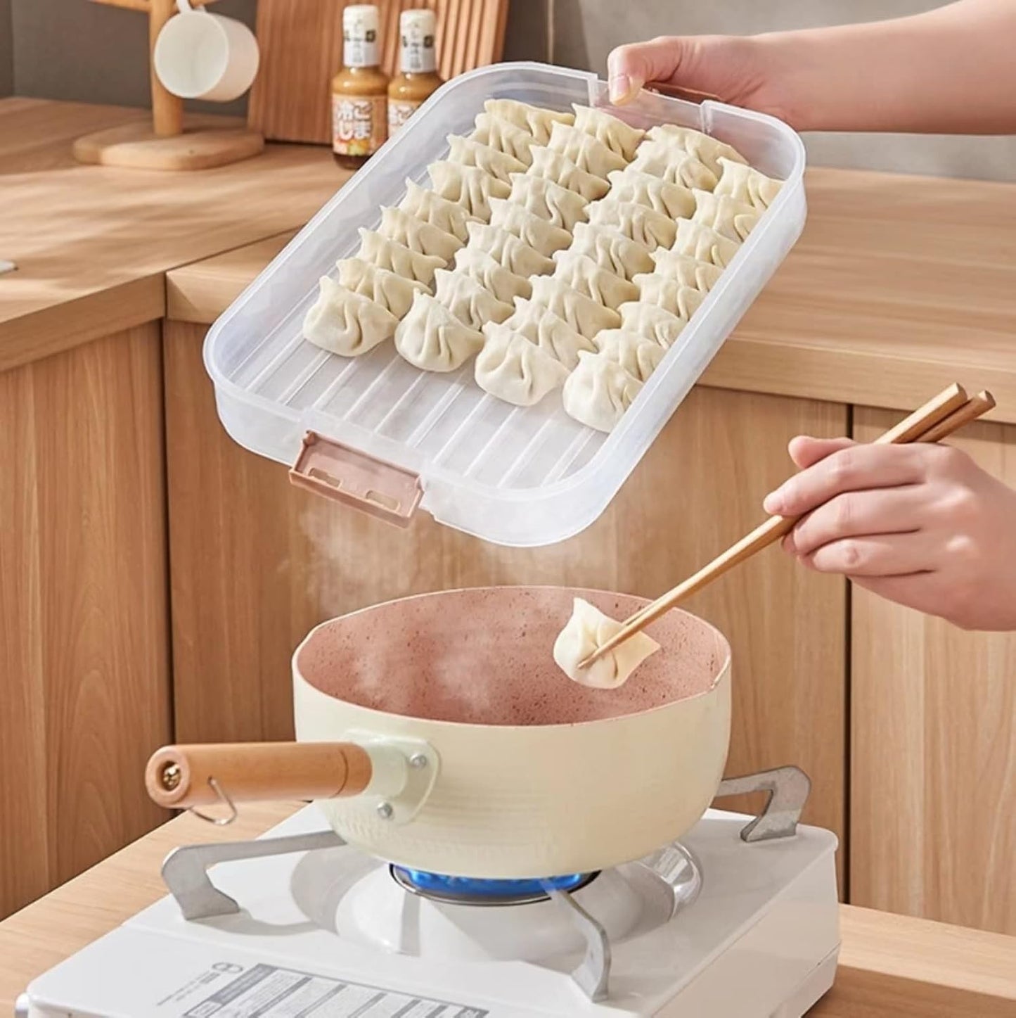MANHONGYU 4-layer Food Storage Containers,Plastic Cookie Containers,Stackable Cookie Carrier, Dumpling Storage Box