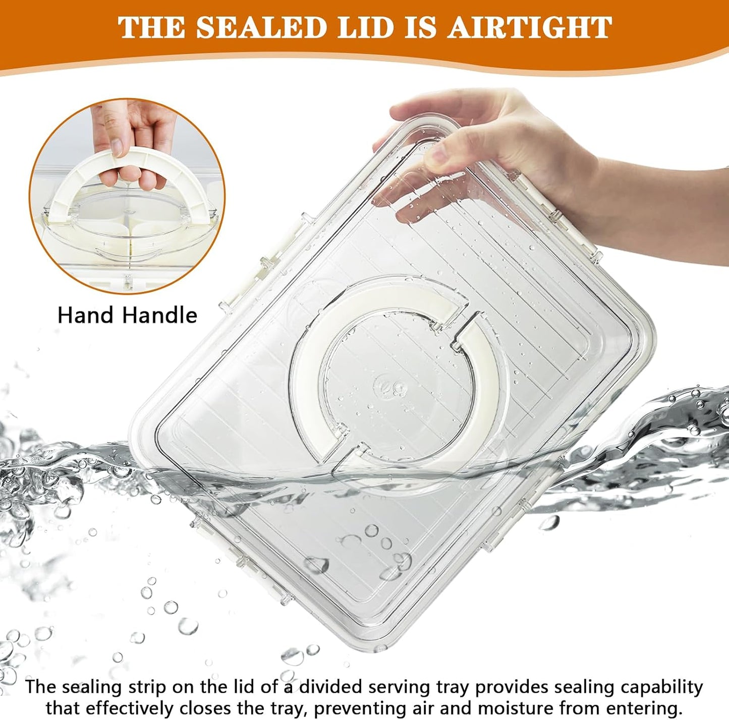 Artcome Sealed Divided Serving Tray with Handle, 8 Compartments, & Carry Bag - Ideal for Organizing and Carrying Snacks and Appetizers - Perfect for Outdoor Dining, Picnics, BBQs, Gatherings & Leisure