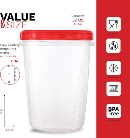 Tafura 10 Pack Leakproof Freezer Containers for Food with Twist Top Lids - 32 Oz BPA Free Reusable Plastic Soup Containers with Screw On Lids - Ideal for Meal Prep, Leftovers & Pantry Organization