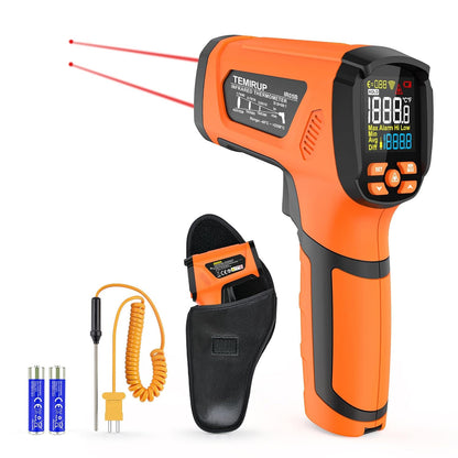 Infrared Thermometer Gun, Non Contact Digital Laser Thermometer Temperature Gun with Color LCD for Cooking, Home Repairs, Humidity Measurement, Adjustable Emissivity -58°F to 1472°F(-50~800°C)
