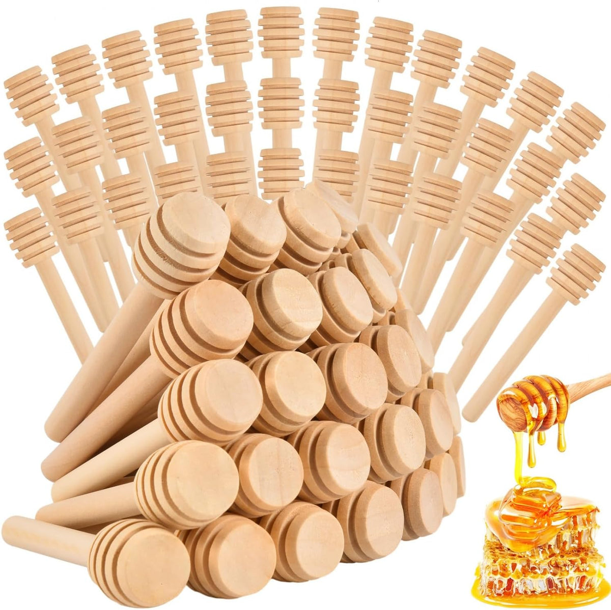 Wooden Honey Dipper Sticks, 3 Inch Honey Sticks Mini Honeycomb Sticks, Mini Honey Dipper Honey Stirrers for Honey Jar Dispense Drizzle Honey and Wedding Party Favors Gift