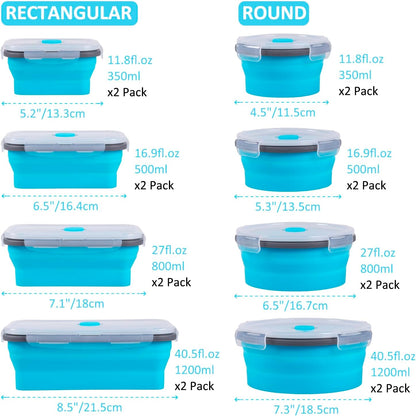 Collapsible Food Storage Containers with Lids, 4 Pack, 40 oz Silicone 1-Compartment Meal Prep Containers Reusable, Lunch Bento Boxes for Adults, Microwave Freezer Dishwasher Safe, BPA-Free, Black