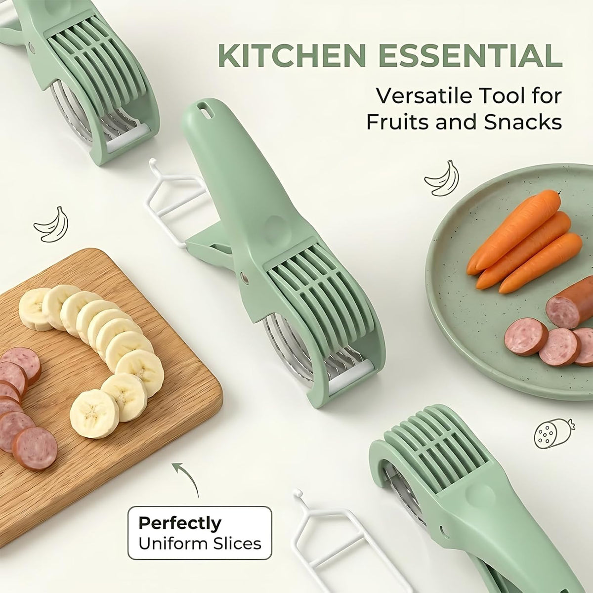 Banana Slicer Cutter Grape Cutter Strawberry Slicer Green
