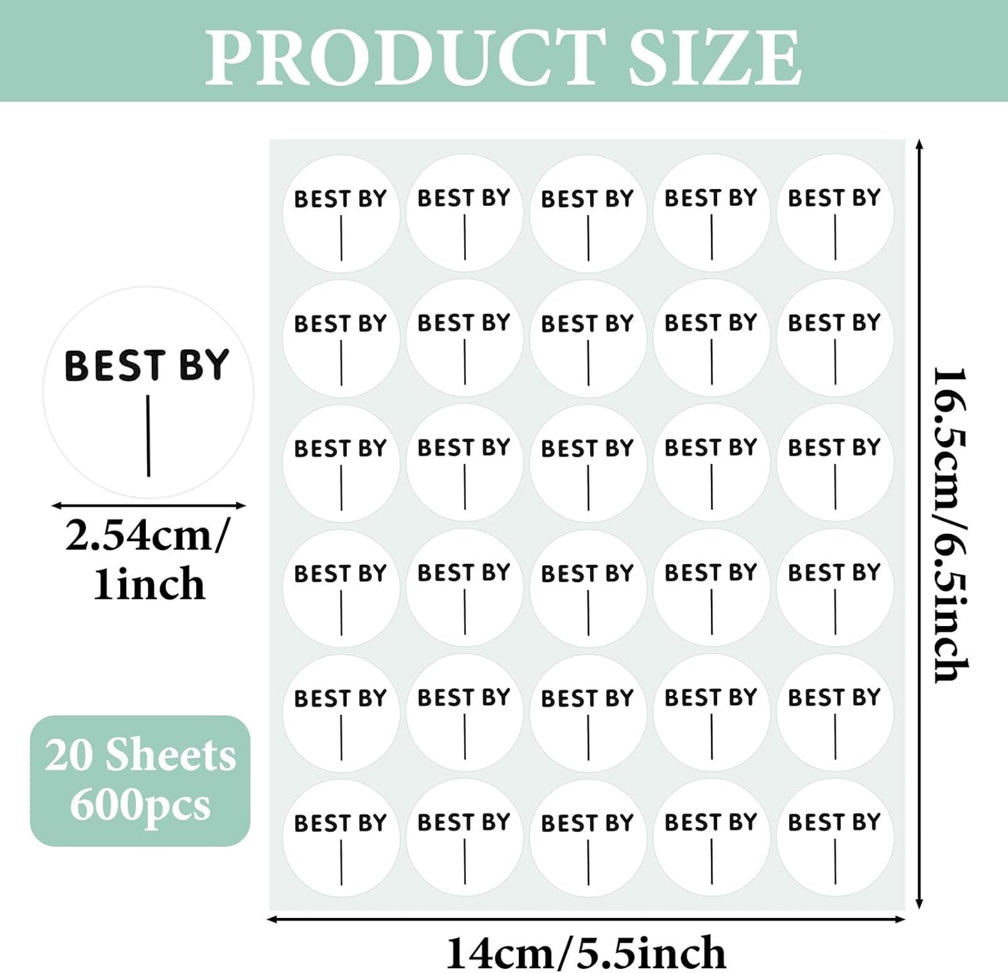 600PCS Expiration Date Pantry Labels, 1 Inch Circle Dot Small Blank Expiration Date Food Stickers, Best by Labels for Food-Containers, Storage, Freezer, Restaurant Food-Saver, Food-Service Prep