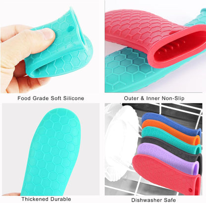 Silicone Hot Handle Holder - Potholder for Cast Iron Skillets & Frying Pans - Heat Resistant Sleeve Grip Handle Cover, Red, Black, Blue, Green