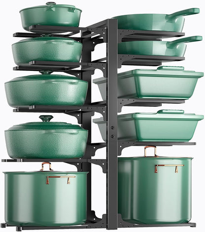 ORDORA Pots and Pans Organizer Under Cabinet 16.6", 8-Tier Adjustable Rack