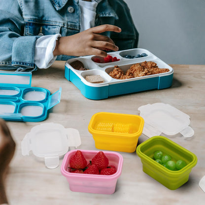 Collapsible Food Storage Containers with Lids, 4 Pack, 40 oz Silicone 1-Compartment Meal Prep Containers Reusable, Lunch Bento Boxes for Adults, Microwave Freezer Dishwasher Safe, BPA-Free, Black