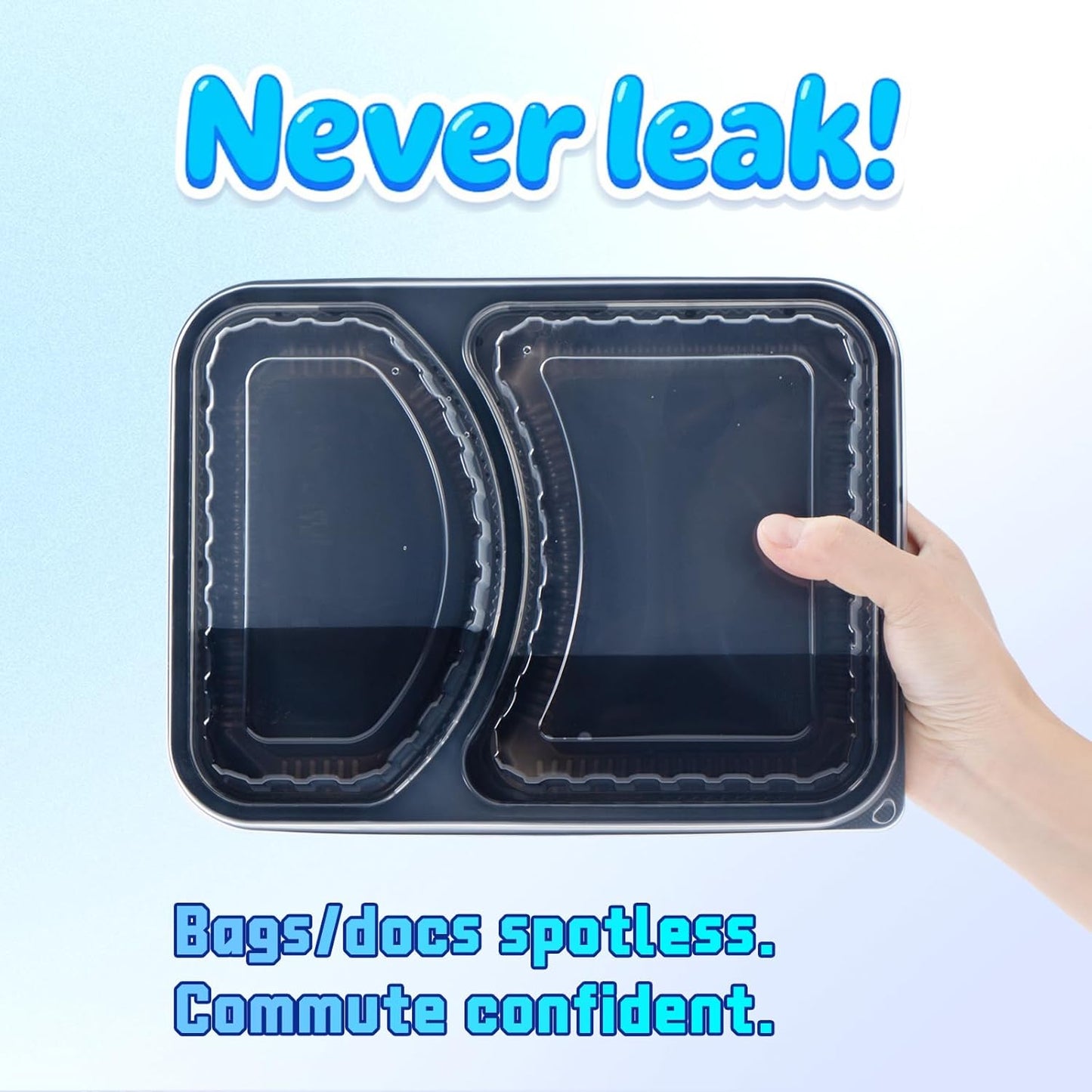 YANGRUI Meal Prep Container with Lid 40 Pack 34 oz - Reusable 4 Compartment Quad Seal Leak Defense Food Containers | BPA Free Flexible PP Plastic | Shrink Wrap Microwave & Dishwasher Safe Takeout Box