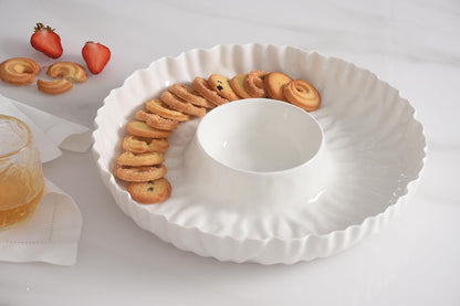 Pampa Bay Mascali Bianca Chip & Dip, 13"" D x 2"" tall, Small, White