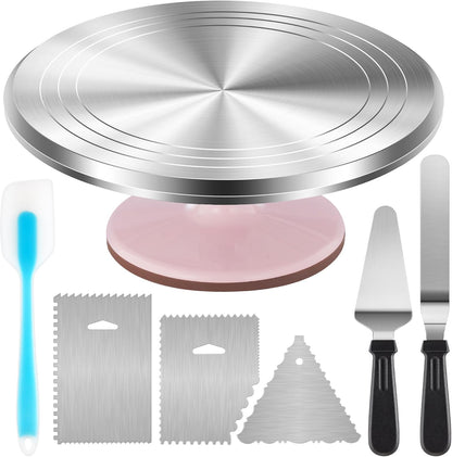 Kootek 12" Aluminum Cake Turntable Set, Rotating Cake Stand for Decorating