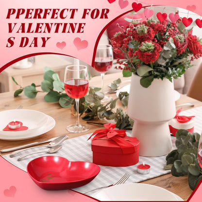 Reallnaive 6 Pcs 8.7 Inch Valentines Day Heart Shaped Plates Dessert Bowls Appetizer Plates Salad Bowls for Gift Valentine's Day Anniversary Party Supplies