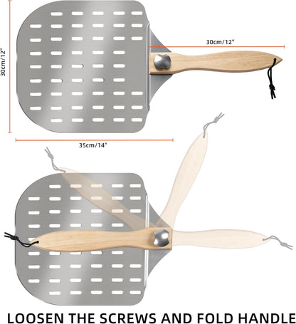 Aluminum Pizza Peel 12 x 24 Inch, Perforated Pizza Paddle