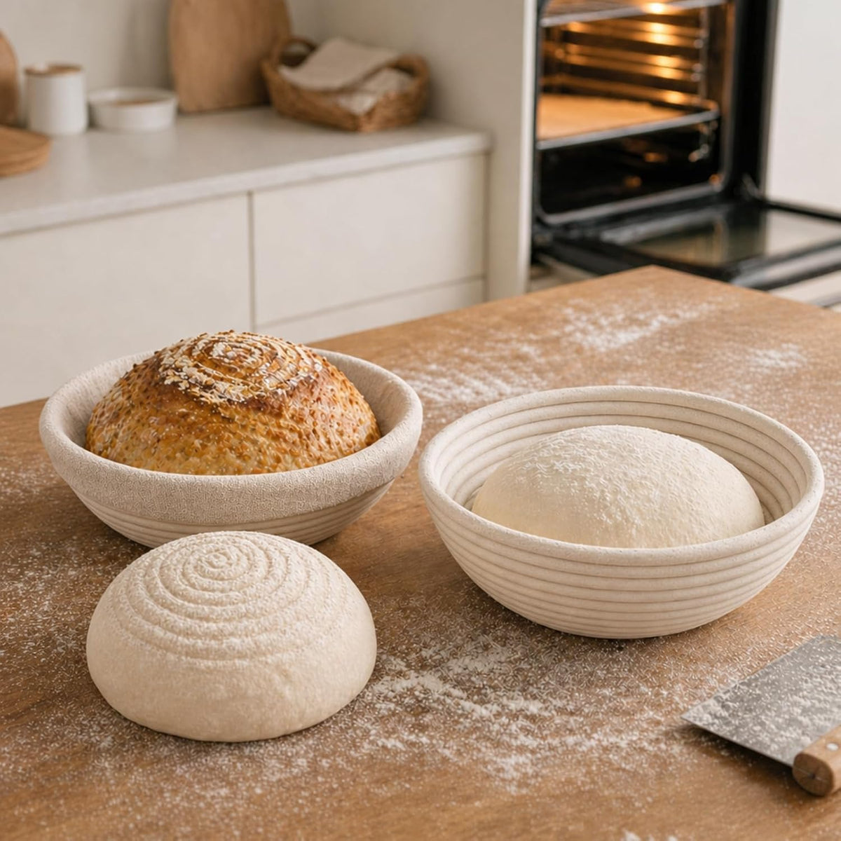9" Round Banneton Bread Proofing Basket, Family Kit Sourdough Basket