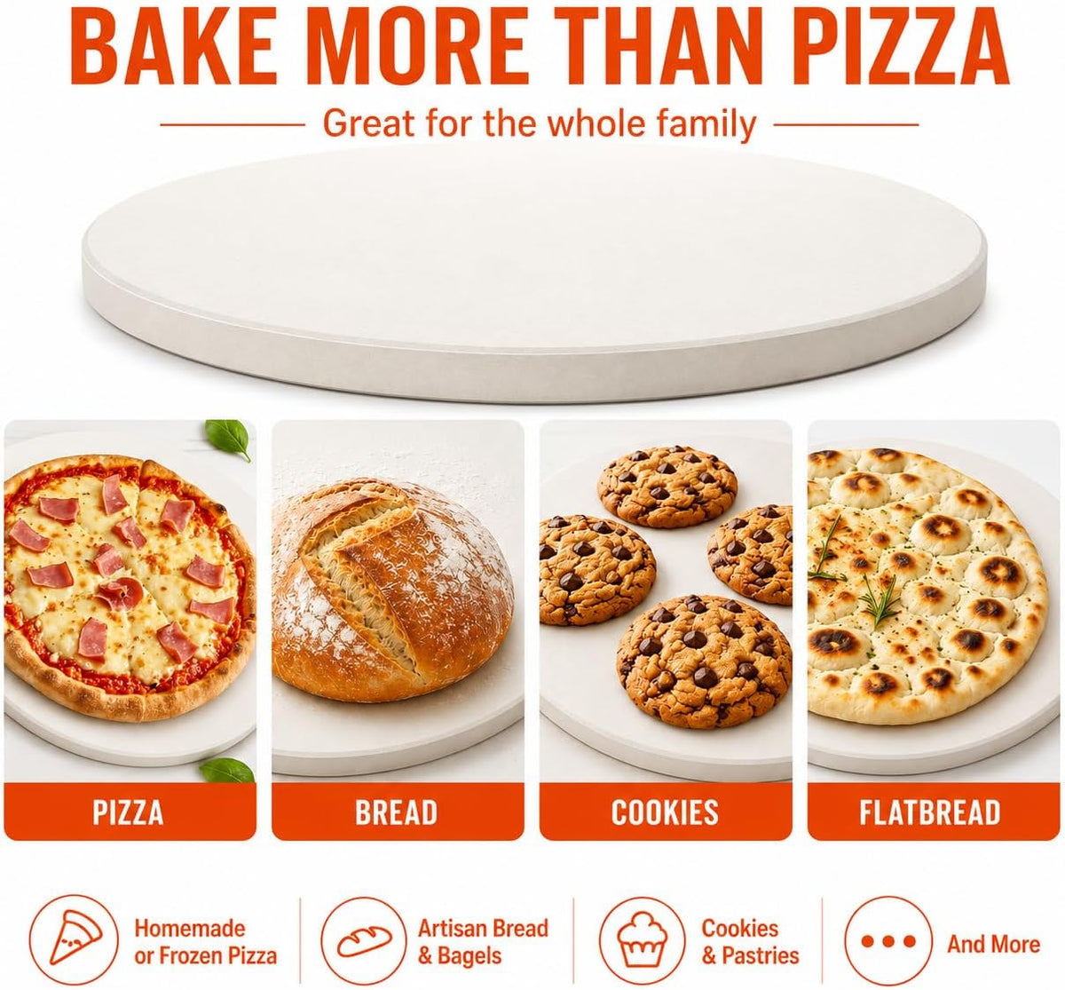 Extra Large 24 x 17 3/4 Inch Rectangular Pizza Stone for Oven and Grill