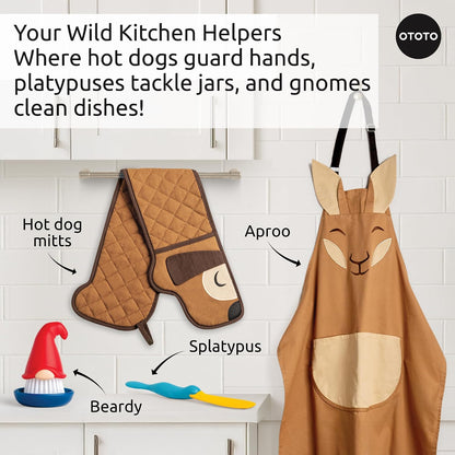 New - OTOTO Batlicious Oven Mitts and Pot Holders Sets - Heat Resistant Trivets for Hot Dishes, Cooking Goth Kitchen Decor, Cute Accessories, Pot Holders, Spooky Halloween Bat Moon Witchy Gifts