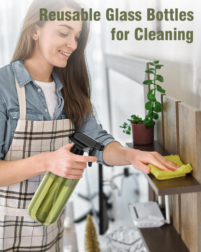 Bontip Glass Spray Bottle 16 oz for Cleaning, Plants (2 Pack, Amber)