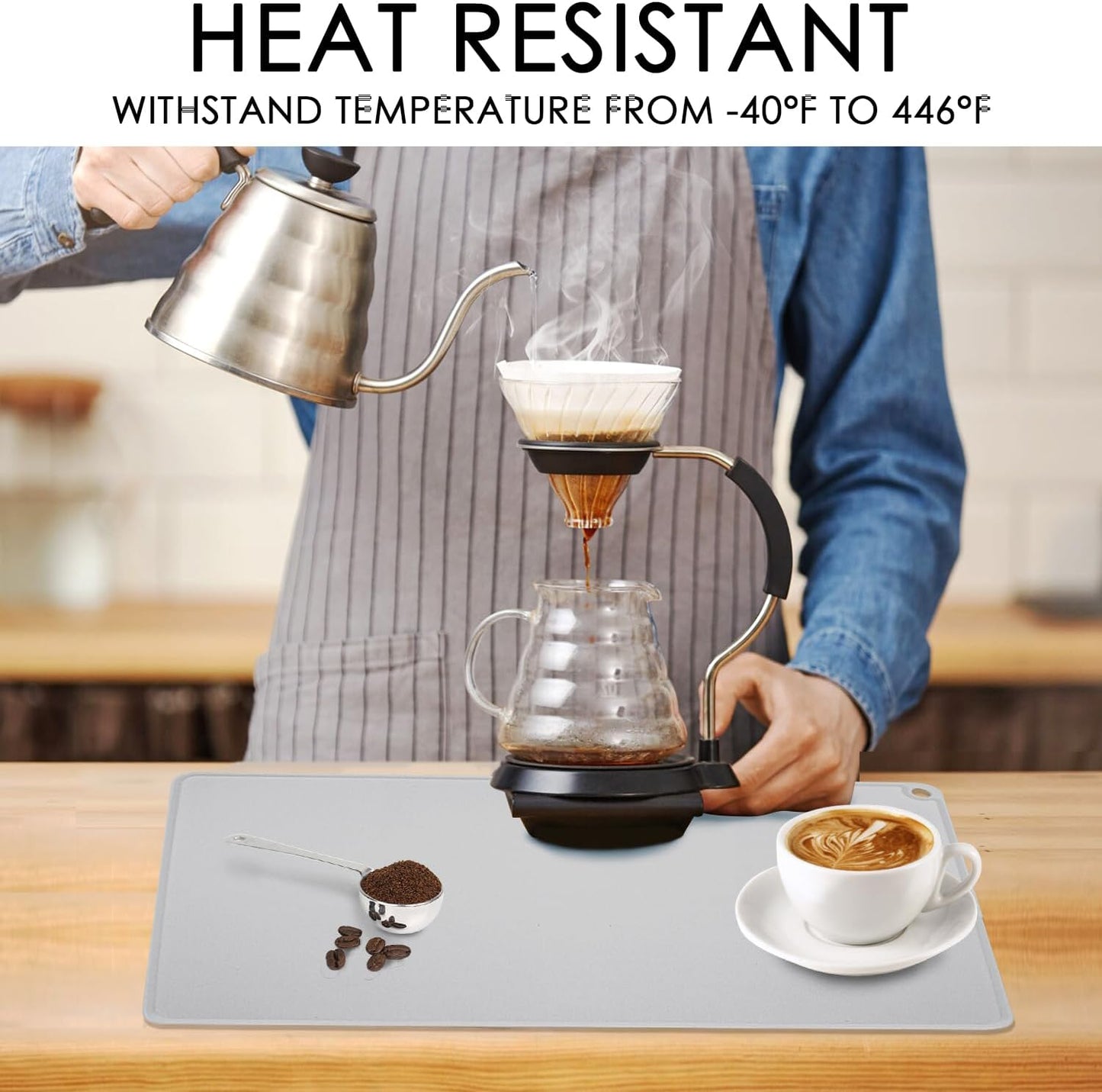 Extra Large Silicone Mat, 31.5x23.6 Inch Heat Resistant Mat for Kitchen Counter, Non Stick Silicone Baking Mat for Dough and Pastry, Thick Silicone placement Countertop Protector, Black countertop mat