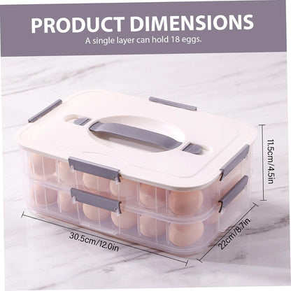 Deviled Egg Carrier 2-Layer Plastic Clear Deviled Egg Tray with Lid & Handle & Buckle Thickened 36 Holder for Fridge, Travel, Party