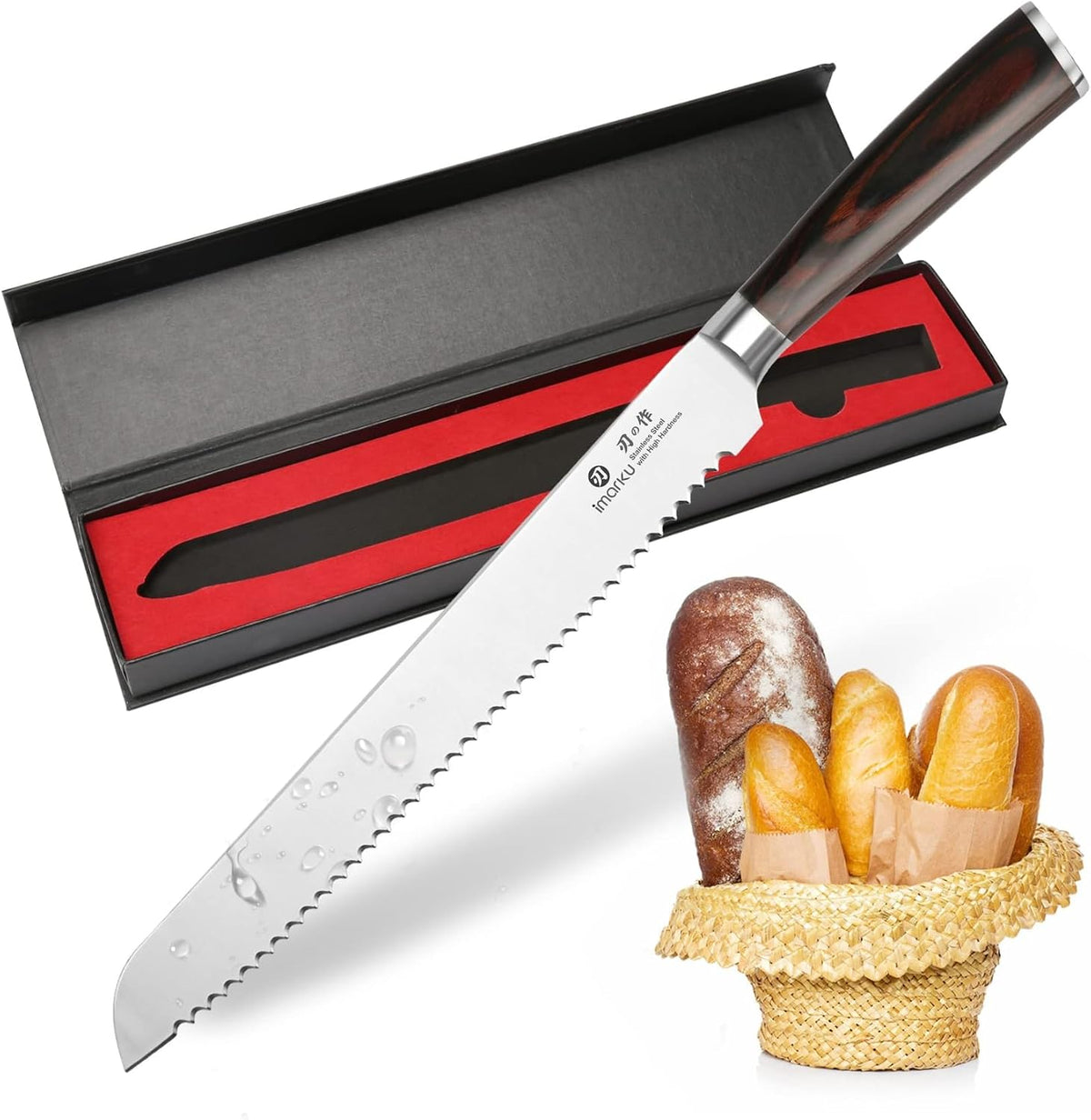 imarku 10 Inch Bread Slicer,Adjustable Thickness Homemade Bread Knife