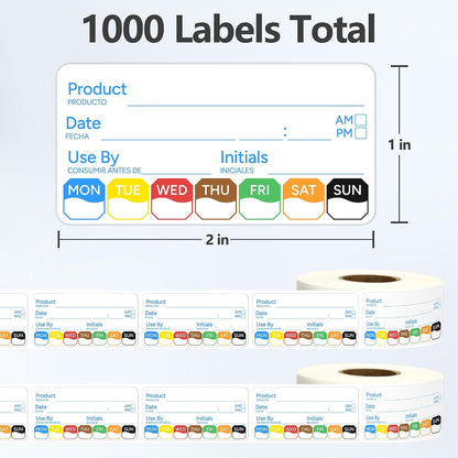 500 Pcs 1 inch X 2 inch Restaurant Quality Shelf Life Food Rotation Labels, Self-Adhesive Removable for Reusable Containers, Food Safety Date Sticker, Leftover Labels (1 * 2in-500pc-Yellow6)
