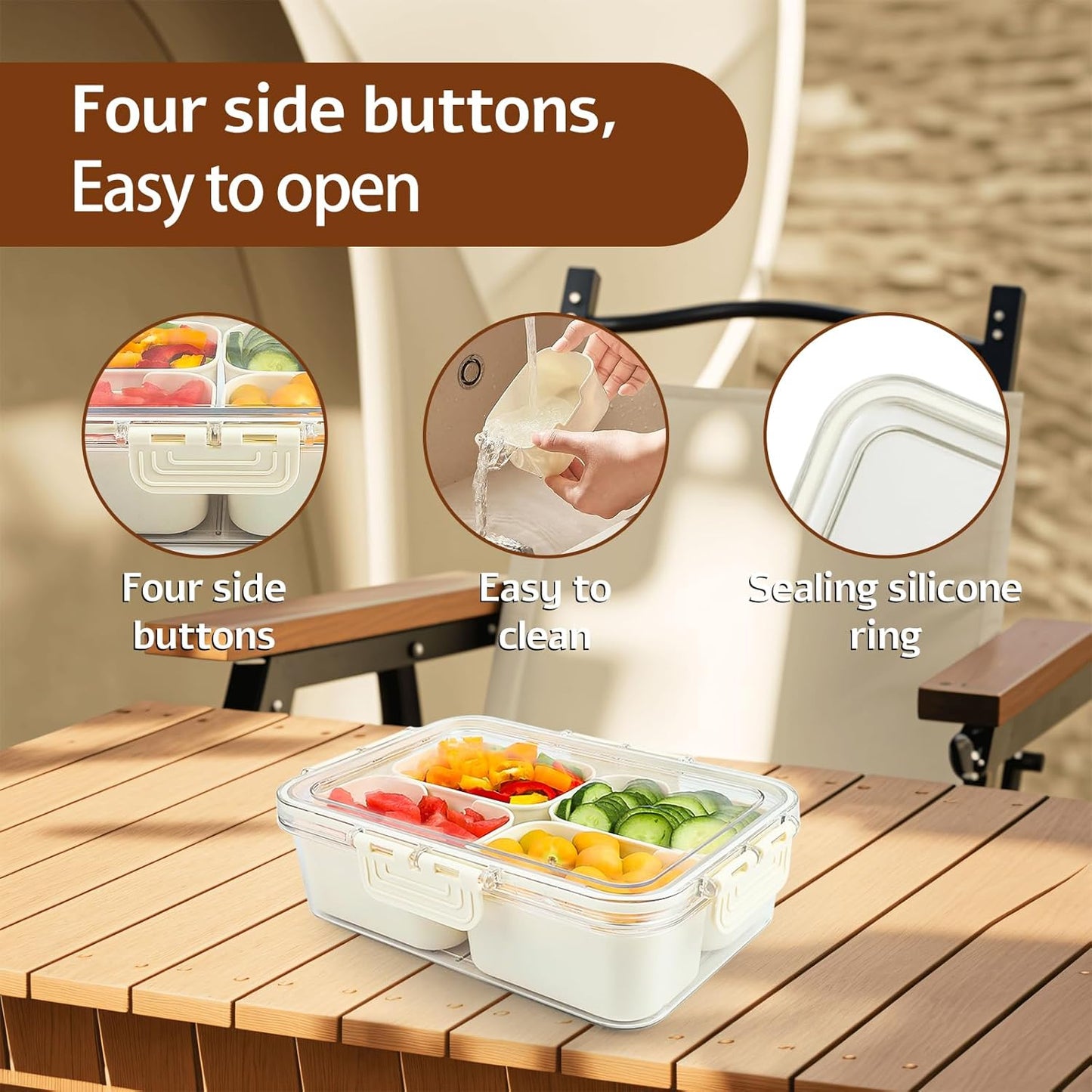 Snackle Box Container,2 Pack Divided Clear Snack Box Serving Tray with Lid and Handle,Charcuterie Board with Lid, Snack Organizer for Beach Picnic, Refrigerator Fresh, Party, Holidays and Travel