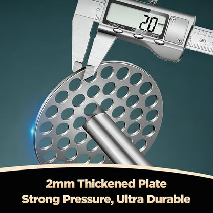 Manual Potato Masher, Stainless Steel Heavy Duty Hand Food Smasher with Large Round Mashing Plate, Reinforced Thick Handle Kitchen Tool for Mashed Potatoes, Avocado,Beans and Baby Food(LP PM-01)