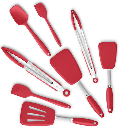 Silicone Spatula 3-piece Set, Ergonomic Handle High Heat-Resistant Spatulas, Non-stick Rubber Spatulas with Stainless Steel Core, Black