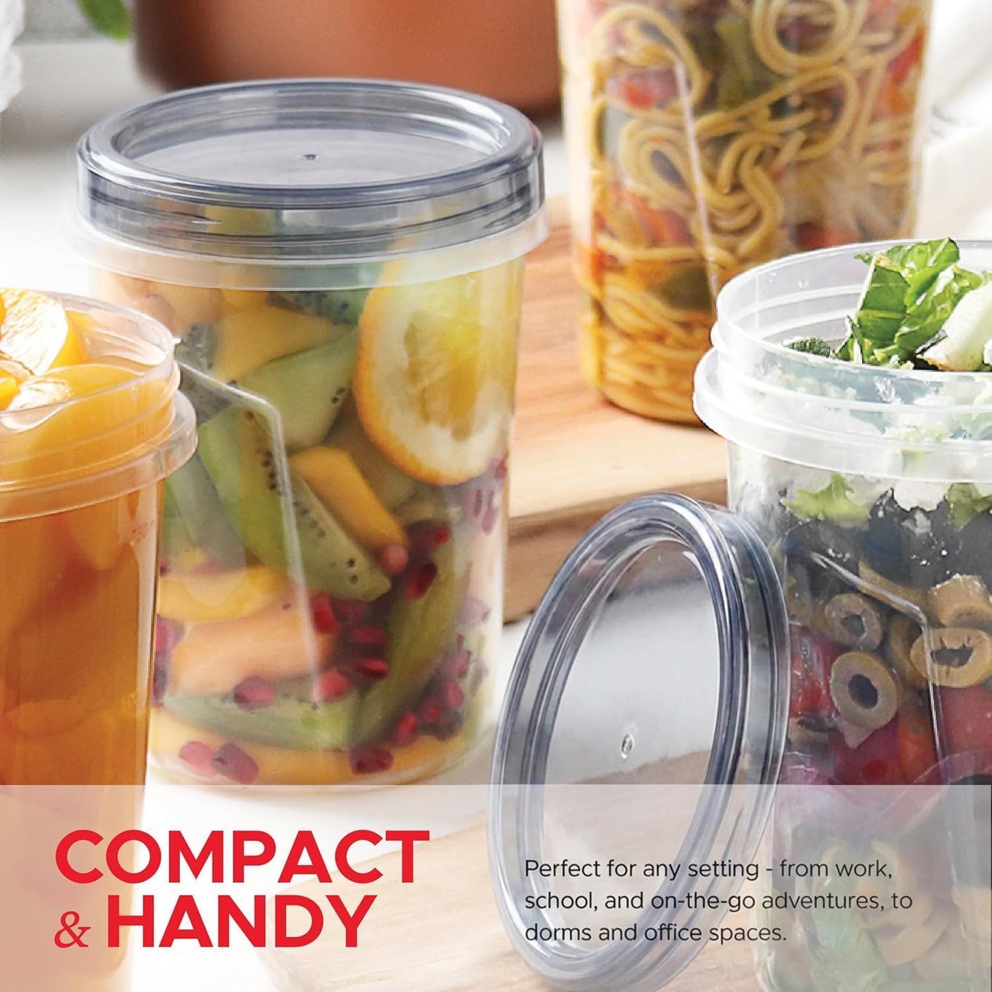 Tafura 10 Pack Leakproof Freezer Containers for Food with Twist Top Lids - 32 Oz BPA Free Reusable Plastic Soup Containers with Screw On Lids - Ideal for Meal Prep, Leftovers & Pantry Organization
